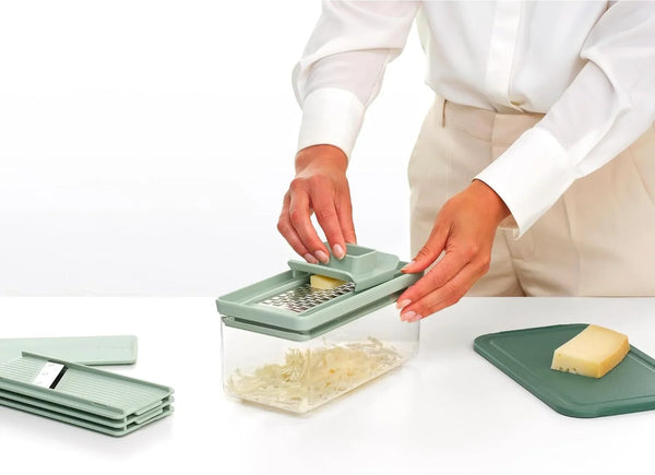 Brabantia Tasty+ Slicer and Grater Set | Vegetable Slicer with Two Graters & Storage Box | Non-Slip Base & Dishwasher Safe Design | 100% Recyclable Tritan Plastic | Jade Green4