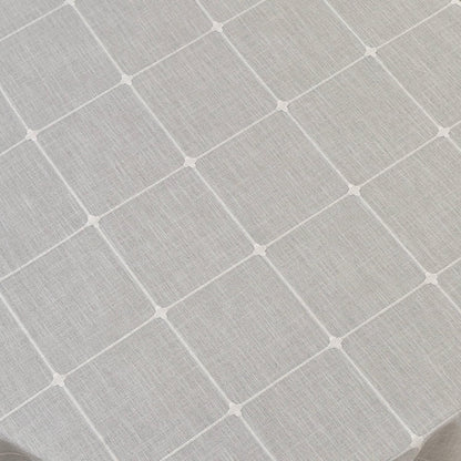 Lattice Embroidery Plaid round Tablecloth with Tassel, round 70 Inch, Grey6