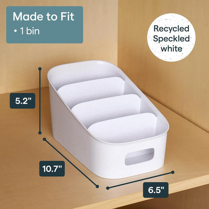Shelfbin Packet Organizer, 4-Tier Stairstep Raised Divided Bin, Bpa-Free Storage Caddy for Kitchen Pantry and Cabinet Organization, Tea Bags, Medicine, and More5