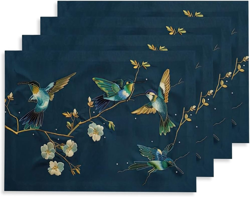 12x18-navy-green-hummingbird-golden-white-flowers-placemats-set-of-4-washable-thick-place-mats-kitchen-table-mats-decorative-linen-fabric-table-mat-for-dining-table-kitchen-home-decor