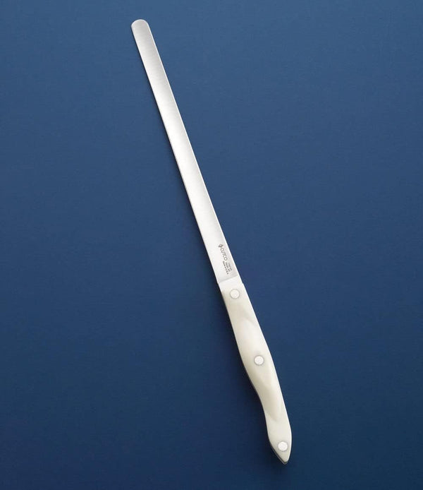 1762 Salmon Knife with 5.5" WHITE (Pearl) Handle and 9.9" Straight Edge1