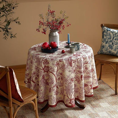 Designer French Linen round Tablecloth,Diameter 55"-Ruyi A3