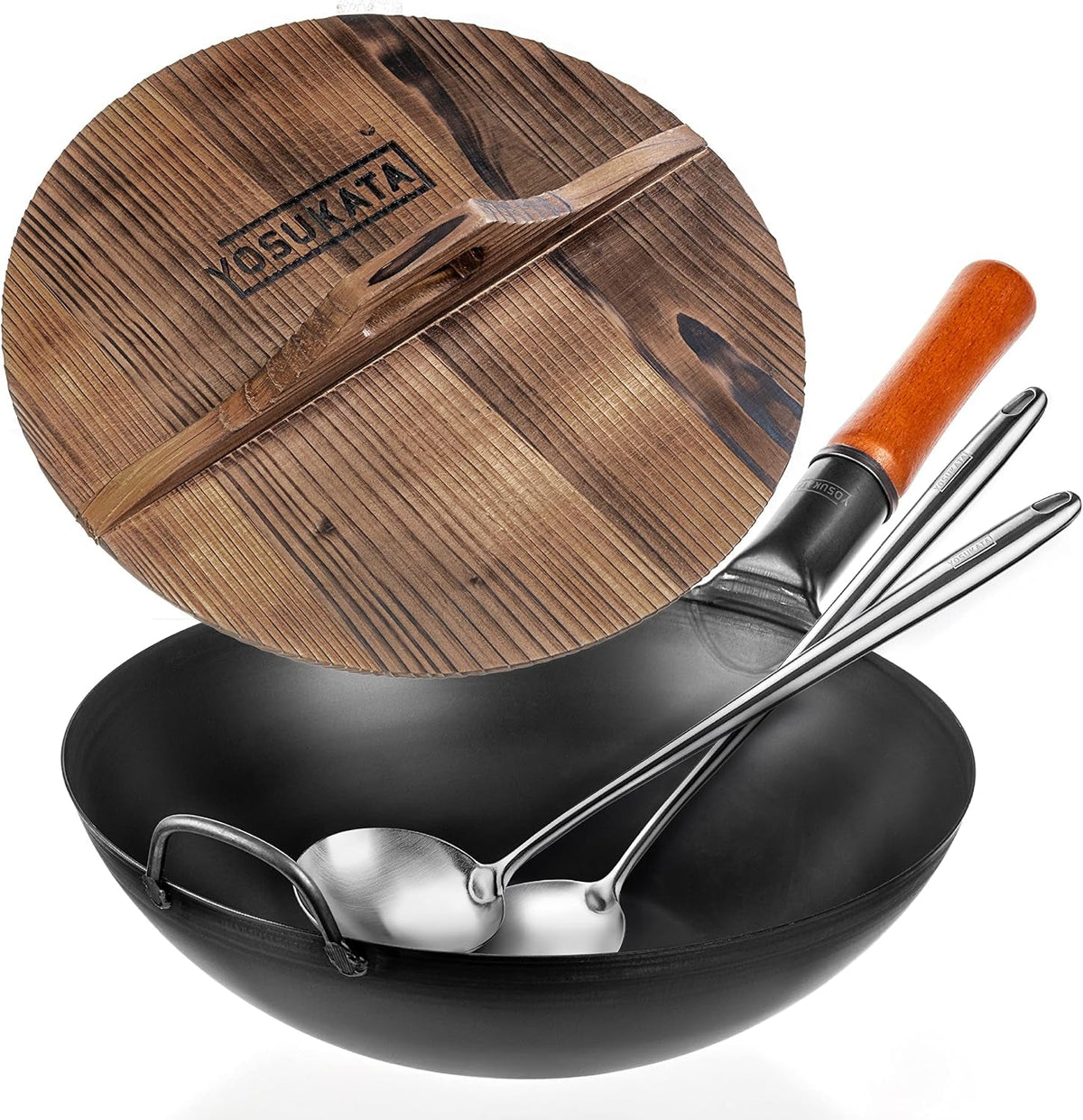 carbon-steel-wok-pan-13-5-stir-fry-pans-with-flat-bottom-premium-wok-cover-13-5-inch-pan-lid-17-spatula-and-ladle