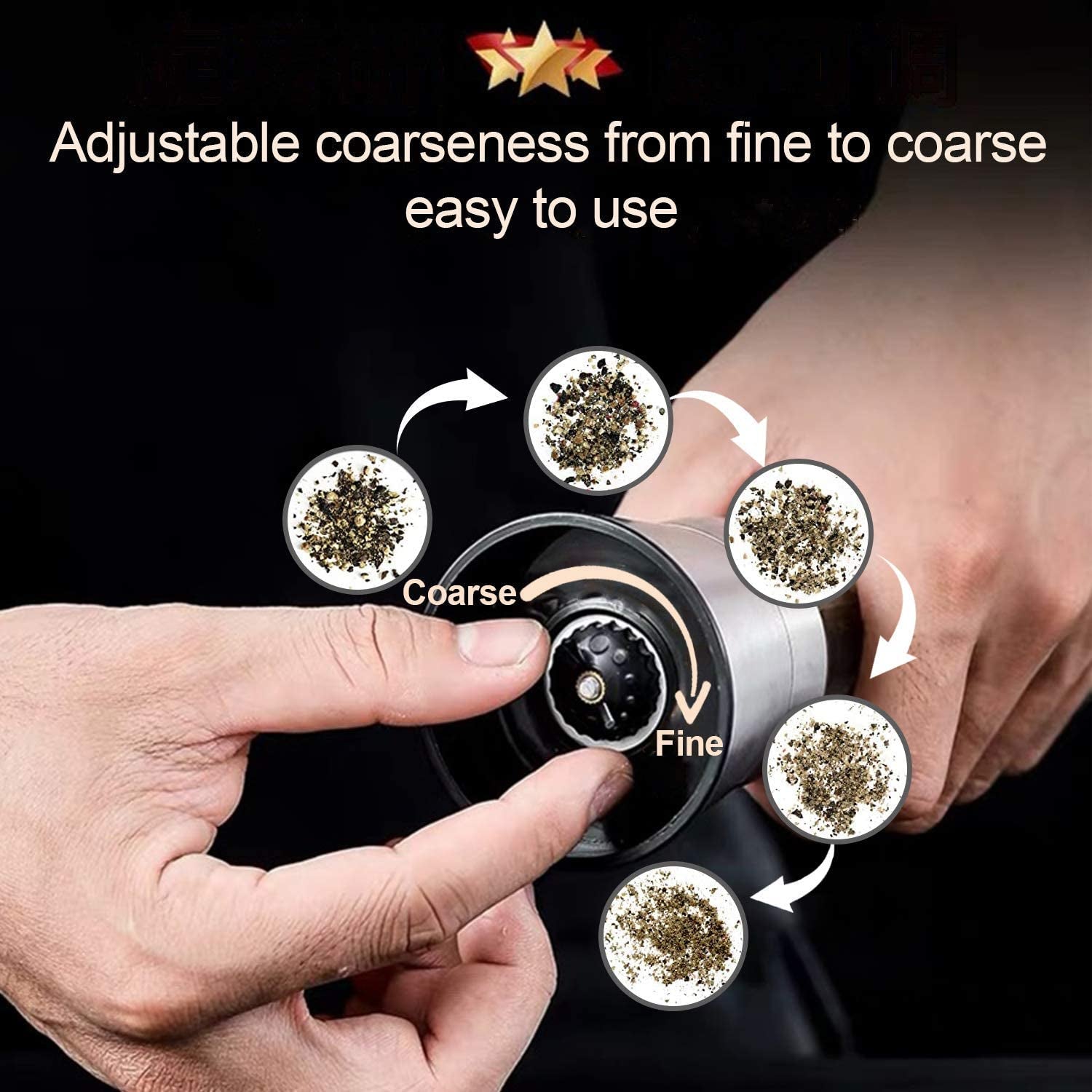 salt-and-pepper-grinder-set-with-wooden-standing-tray-refillable-pepper-mill-set-brushed-stainless-steel-short-glass-shakers-with-adjustable-coarseness-for-peppercorn-salt-or-spice-mills
