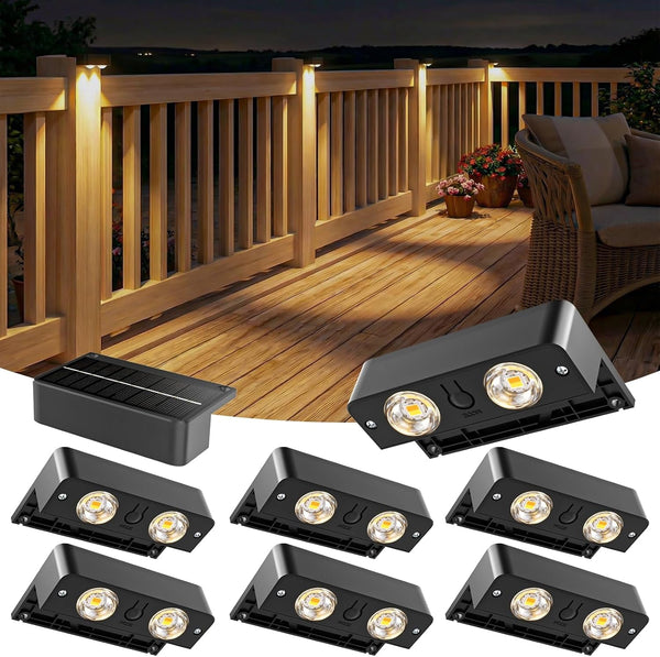 Solar Fence Lights Outdoor 8 Pack, Bright Solar Deck Lights with Lens, 3 Color Modes IP65 Waterproof Large Size Step Lights for Outside, Fence, Stair, Backyard, Patio, Wall1