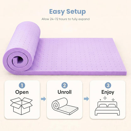 3 Inch Cooling Memory Foam Mattress Topper Twin XL, Gel Ventilated Soft Pressure Relief Mattress Pad, Breathable Bed Topper for Bedroom, RV and Sleeper Sofa, Certipur-Us Certified, Purple6