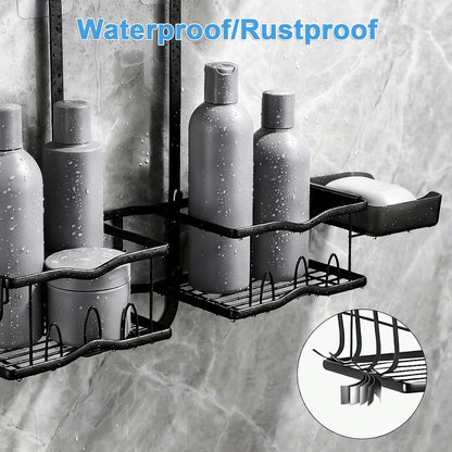 Shower Caddy Hanging Organizer over Showerhead, Rustproof Black4