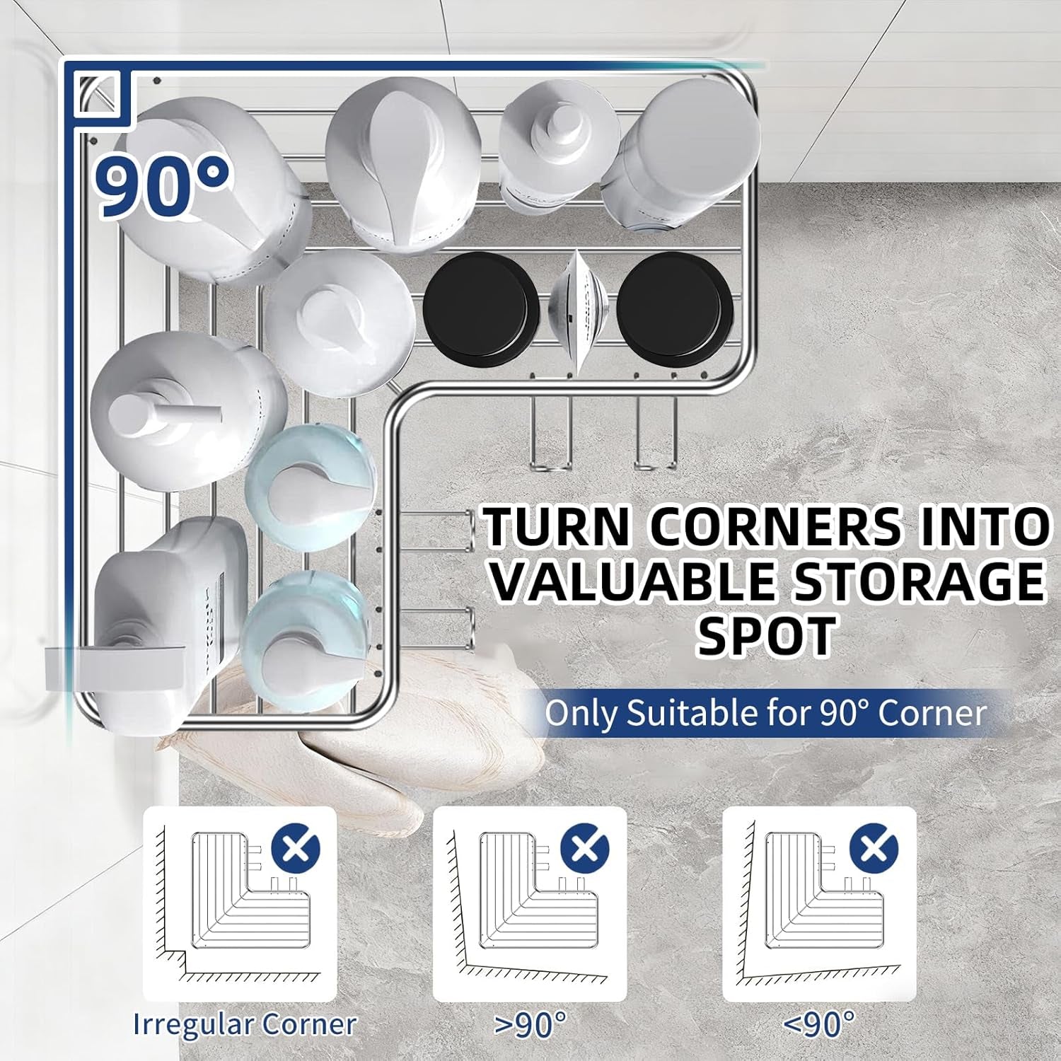 2-pack-corner-shower-caddy-adhesive-bathroom-shelf-with-8-hooks-rustproof-stainless-steel-bathroom-organizer-no-drilling-shower-shelves-basket-wall-storage-rack-shampoo-holder-silver