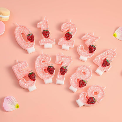 Number 1 Strawberry Birthday Candles, Strawberry Themed Number Candles, Cake Number Candles, Party Celebration3