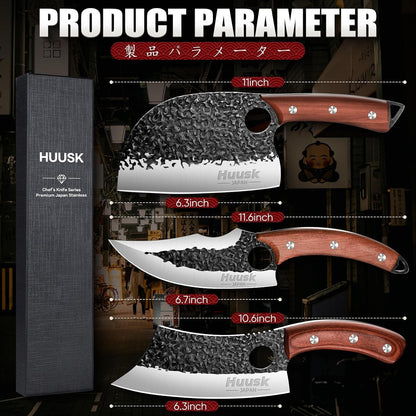 Kitchen Knife Set - Hand Forged Viking Chef Knives for Meat, Men Gift7