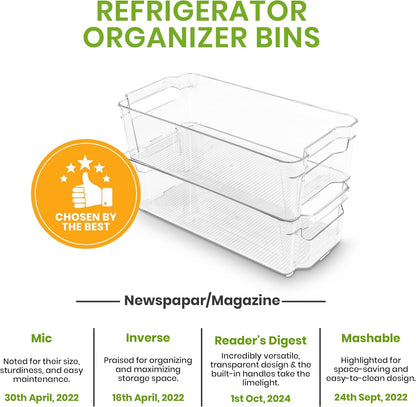 Plastic Stackable Storage Bins for Fridge, 8 Pack, Clear8
