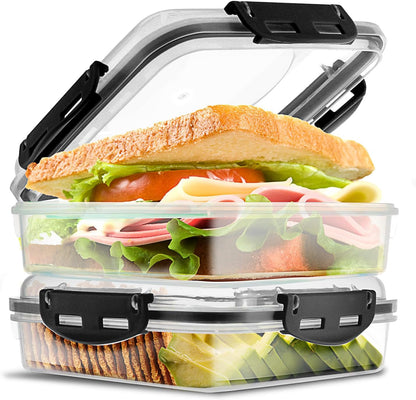 2 Pack Sandwich Containers with Lids, Bpa-Free, Black1
