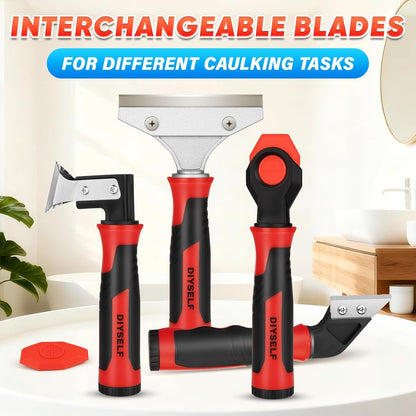 4-In-1 Caulking Remover Tool, Silicone Caulking Tools for Tile, Red7