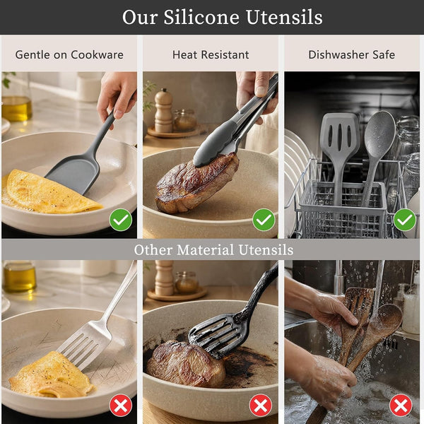 Silicone Cooking Utensil Set, -22°F to 446°F Heat Resistant8