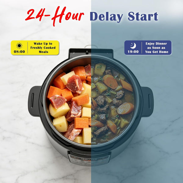 6QT Electric Pressure Cooker, 9-In-1 Multi-Use Programmable Pressure Cooker with Slow Cook, Rice Cook, Steamer, Sauté, Yogurt Maker, Food Warmer, Foodie Helper8