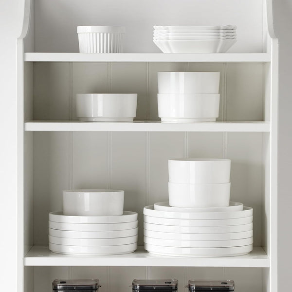 24 Pieces Porcelain Dinnerware Set, Modern White Dish Set for 8, Premium Serving Plates and Bowls Sets, Chip and Scratch Resistant Dishware Sets Kitchen Dishes Dining Ware Set, Series LEAH7