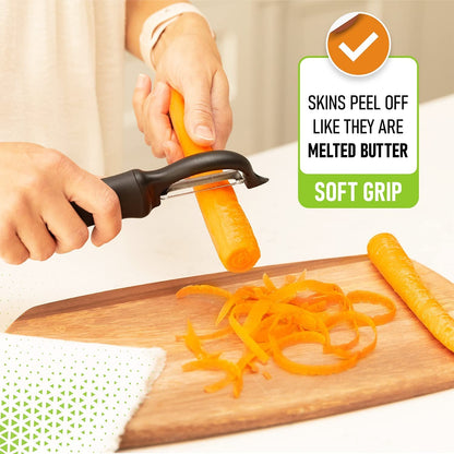 Swivel Vegetable Peeler for Kitchen W/Soft Grip Handle, Black | Premium Potato Peeler W/ Ultra Sharp Stainless Steel Blades, Multifunctional Veggie Peeler for Apple, Carrot, Cucumber, Fruit7