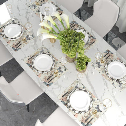 12"X18" Fairy White Beige Butterfly Flowers Placemats Set of 4 Washable Thick Place Mats Kitchen Table Mats Decorative Linen Fabric Table Mat for Dining Table Kitchen Home Decor3