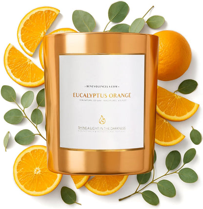 Premium Eucalyptus Orange Scented Candle – Long-Lasting, 45-Hour Burn – Luxury Natural Soy Wood Wick Candle for Home – Aromatherapy & Room Decor – 8Oz1