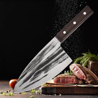 Meat Cleaver, 7.3 Inch Forged Butcher Knives with Wood Handle Slicing Chopping Meat Cutter Handmade Household Carving Knife3