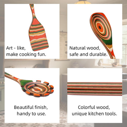 Pakkawood 7-Piece Wooden Cooking Utensils, Kitchen Utensils for Cooking, Non-Stick Spoon, Household Essentials, Heat-Resistant Spoons,Pakkawood Kitchen Utensils for Cooking3