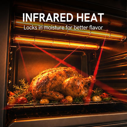 Infrared Heating 26.3 QT Air Fryer Toaster Oven, Large Countertop Convection Oven 10-In-1 Combo, 6-Slice Toast, Enamel Baking Pan Easy Clean with Recipe Book, Brushed Stainless Steel Finish4