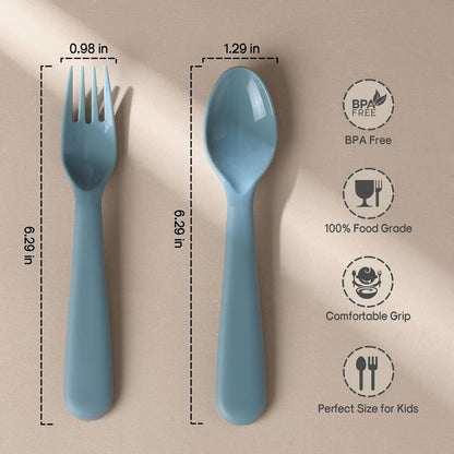 12 Pieces Toddler Utensils Set, Plastic Spoons and Forks Set for Kids, Children Safe Flatware, Plastic Reusable Cutlery, BPA Free, Dishwasher Safe2