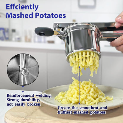 Heavy Duty Potato Ricer, 3 Interchangeable Discs, Stainless Steel2