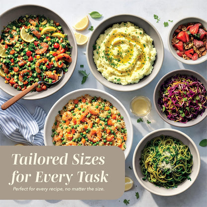 Mixing Bowls with TPR Lids - 12 Piece Plastic Nesting Bowls Set Includes 6 Prep Bowls and 6 Lids, Microwave Safe (Brown)5