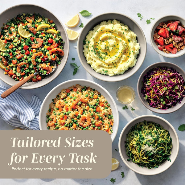 Mixing Bowls with TPR Lids - 12 Piece Plastic Nesting Bowls Set Includes 6 Prep Bowls and 6 Lids, Microwave Safe (Brown)5