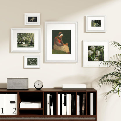 8X10 Picture Frames Set of 2, Vintage Photo Frames, Rustic White2