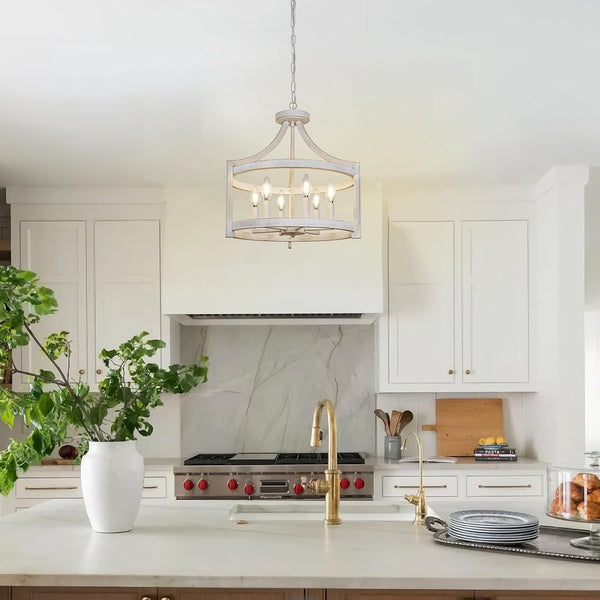 6-Light Farmhouse Chandelier, Vintage Dining Room Light Fixture7