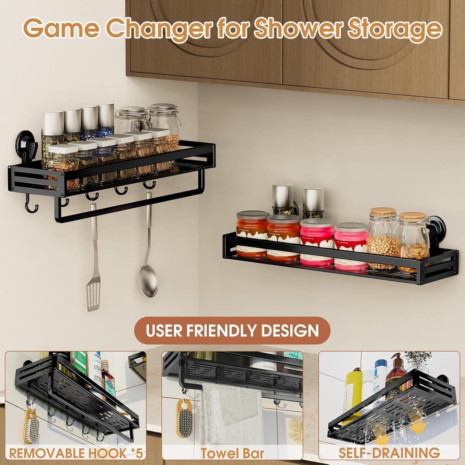 suction-cup-shower-caddy-with-5-hooks-towel-rrack-11-8inch-black