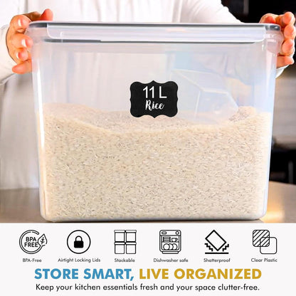 2 PC (11L | 372 Oz) Flour Sugar Storage Containers with Easy Carry Handle - Plastic Extra Large Food Storage Containers with Lids for Rice Cereal, BPA Free & Airtight Kitchen Pantry Organization7
