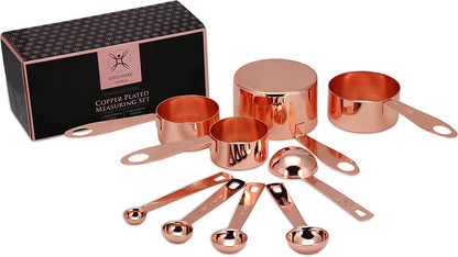 Copper Measuring Cups and Spoons Set - 9-Piece Food-Grade Stainless Steel Measuring Set with 2 Storage Rings for Heavy Duty Cooking & Baking, Rose Gold8