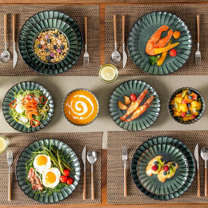 12 Pieces Dinnerware Sets for 4, Ceramic Plates and Bowls Sets9