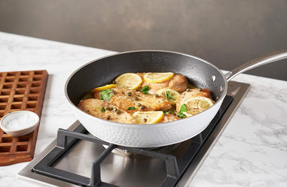 Luxurious Non-Stick Ceramic 10 Piece White Hammered Cookware Set with Glass Lids, Lightweight,Scratch-Resistant, Dishwasher Safe,Oven Safe up to 500°F,Suitable for All Stove Types2