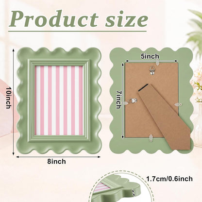5X7 Inches Wavy Scalloped Picture Frame Sage Green2