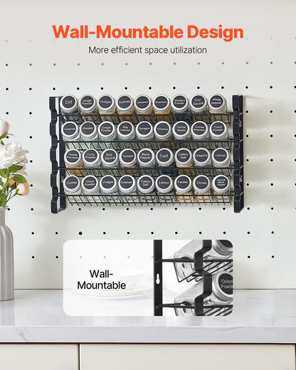Spice Rack Organizer for Cabinet, Spice Organizer with 36 Empty Spice Jars, Lids, Spice Labels, and Funnel Complete Set, Seasoning Organizer for Countertop, Kitchen, Pantry, Cupboard, 18X11 In4