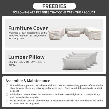 5-Piece Patio Furniture Sofa Set Outdoor Wicker Sectional Couch with Storage Table Non-Slip Cushions Furniture Covers, Grey7