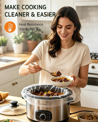 30 Pcs Slow Cooker Liner, Small Size 10.5"X17.5" Fit 1-3 Quart Pots | Bpa-Free, Thick Nylon Blend, Withstand Heat up to 400°F, Leak-Proof, Disposable Liners, for round and Oval Slow Cookers7