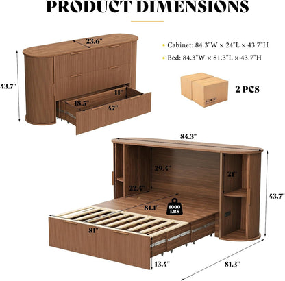 Queen Murphy Bed with Storage & Sliding Tambour Door2