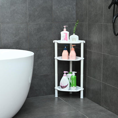3 Tier Shower Caddy Organizer Shelf Corner, 13.5 X 10 X 26 Inches, Rustproof, Plastic Shower Rack Stands for inside Bathroom, Bathtub, Shower Pan, White(Round Slot White 3 Tier)2