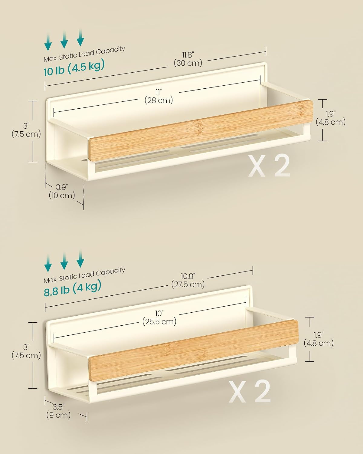 songmics-4-pack-strong-magnetic-real-bamboo-spice-racks-for-fridge