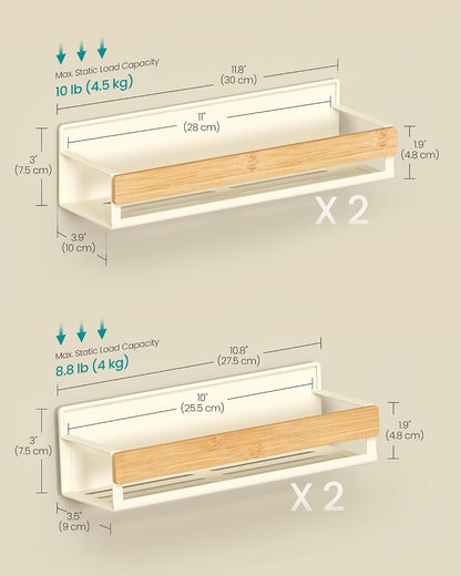SONGMICS 4-Pack Strong Magnetic Real Bamboo Spice Racks for Fridge6