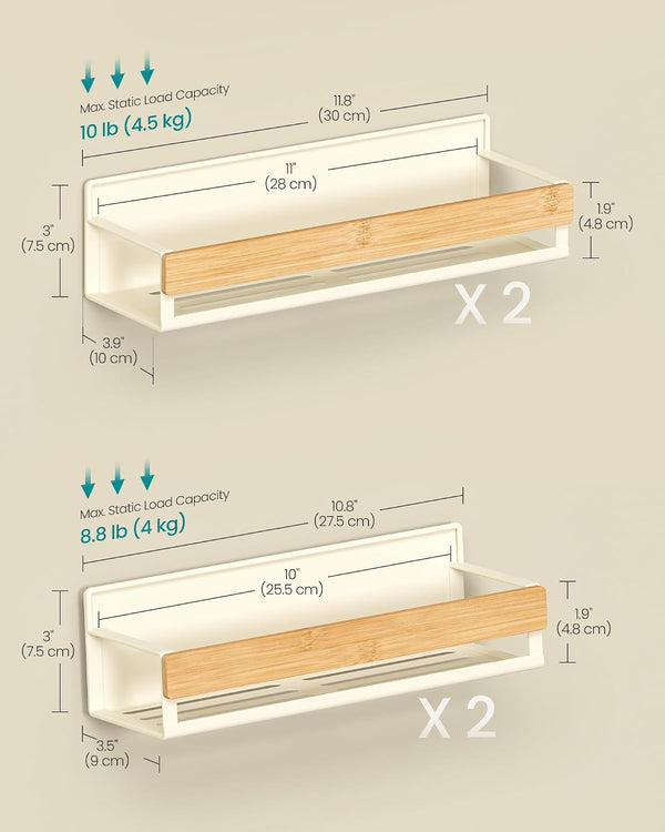 SONGMICS 4-Pack Strong Magnetic Real Bamboo Spice Racks for Fridge6