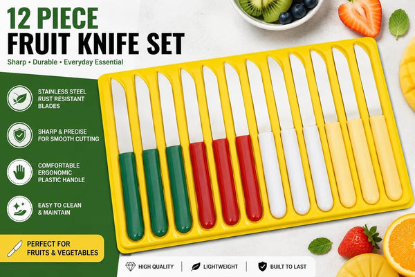 Kitchen Knife Set 12 Piece, Stainless Steel Utility Knives, Sharp Cooking Knives for Meat, Vegetables, Fruits, Bread, Slicing, Chopping & Everyday Kitchen Use3