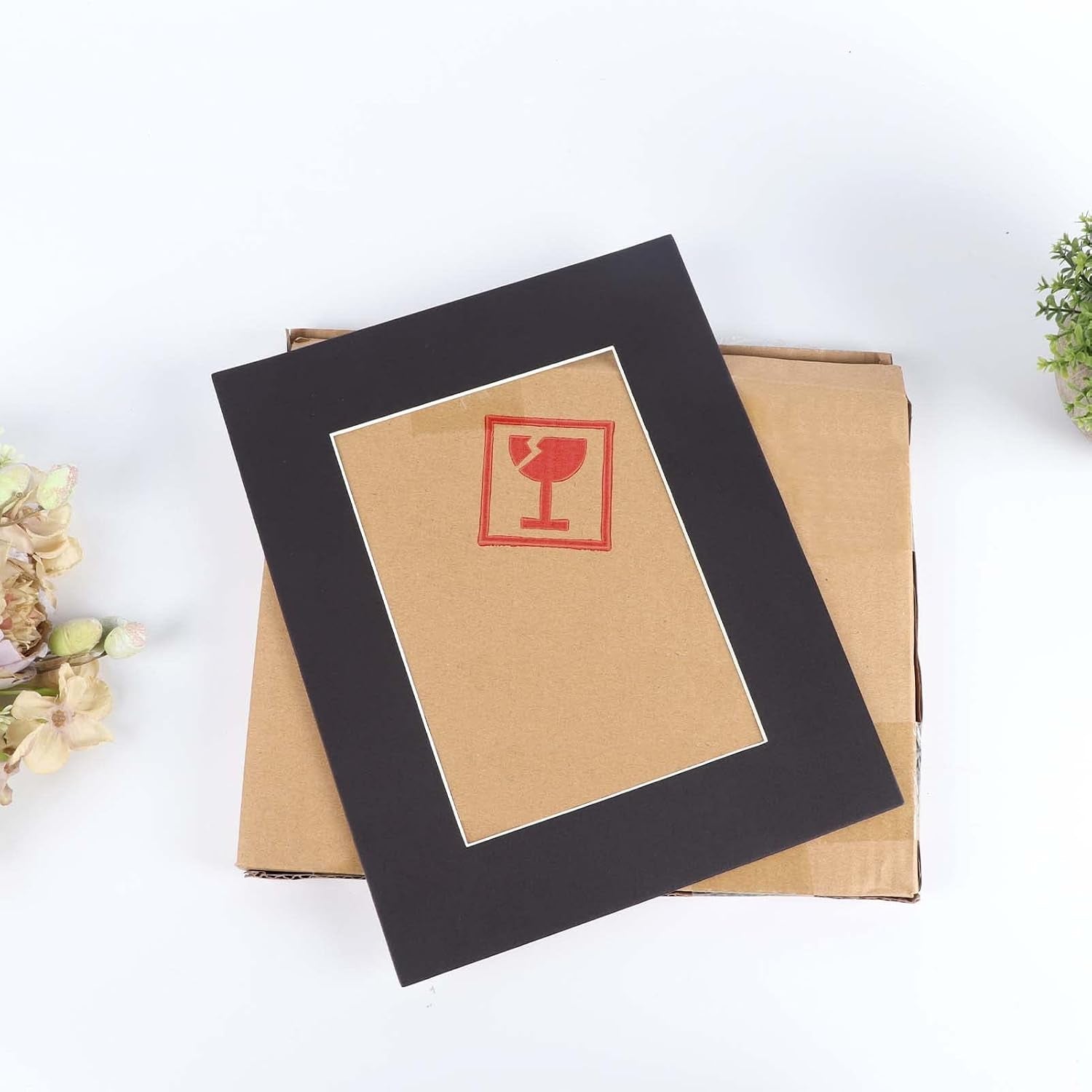 8x10-black-picture-mats-with-white-core-bevel-cut-frame-mattes-for-5x7-pictures-pack-of-12