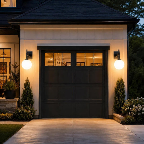 Modern Globe Outdoor Wall Sconce, 18.1" Large Black Porch Lights3