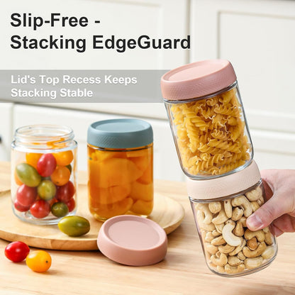 6-Pack 16 Oz Overnight Oats Containers with Lids, Glass Jars with Airtight Lids, Wide Mouth Mason Salad Jars, Glass Food Storage Containers for Snacks Yogurt Spice Sugar4